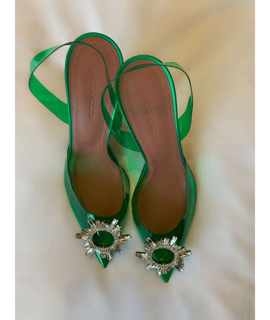 Amina Muaddi Зеленые туфли, фото 2
