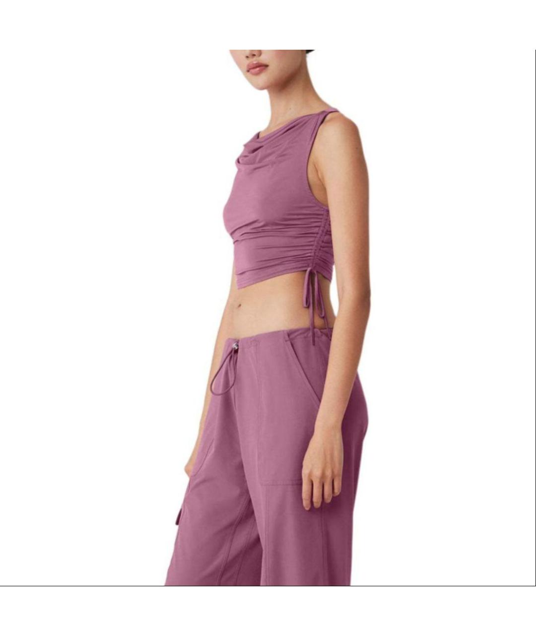 ALO YOGA Фиолетовая синтетическая майка, фото 3