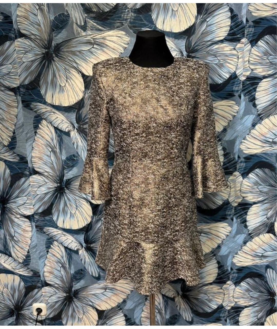 MISHA COLLECTION Золотое полиэстеровое вечернее платье, фото 8