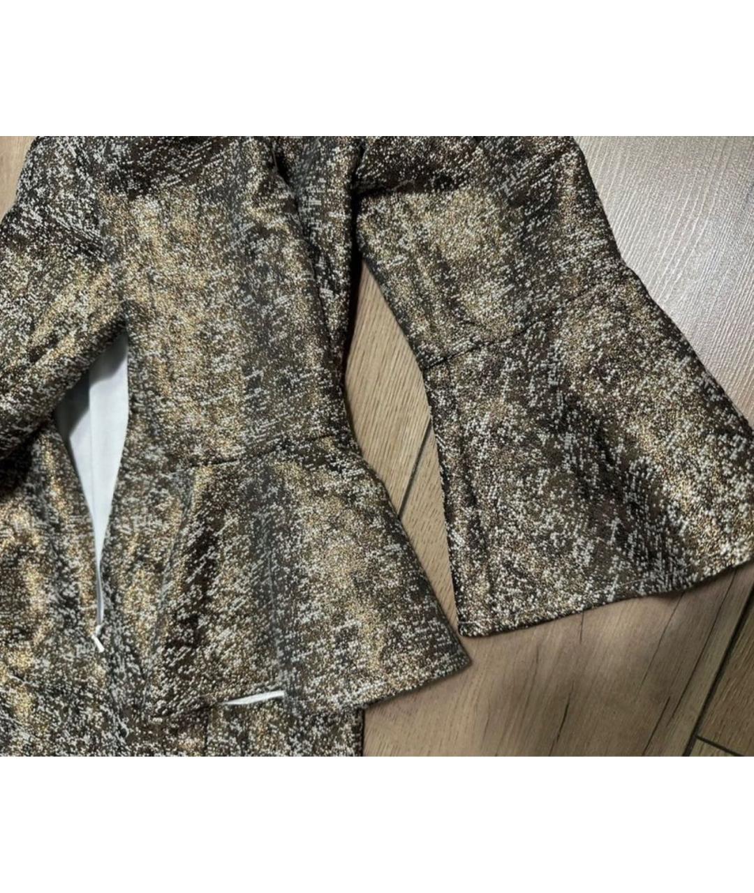 MISHA COLLECTION Золотое полиэстеровое вечернее платье, фото 4