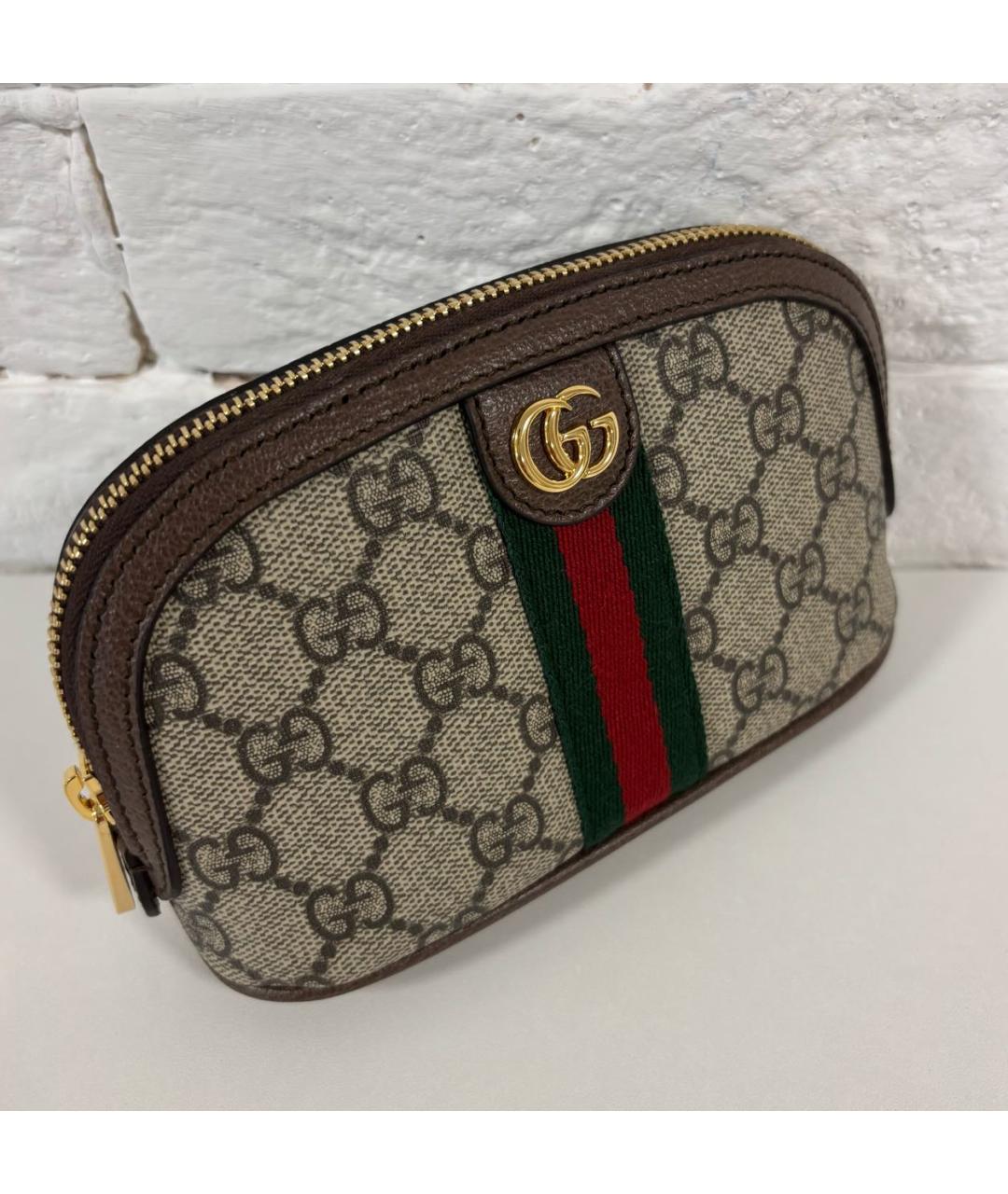 GUCCI Бежевая кожаная косметичка, фото 2