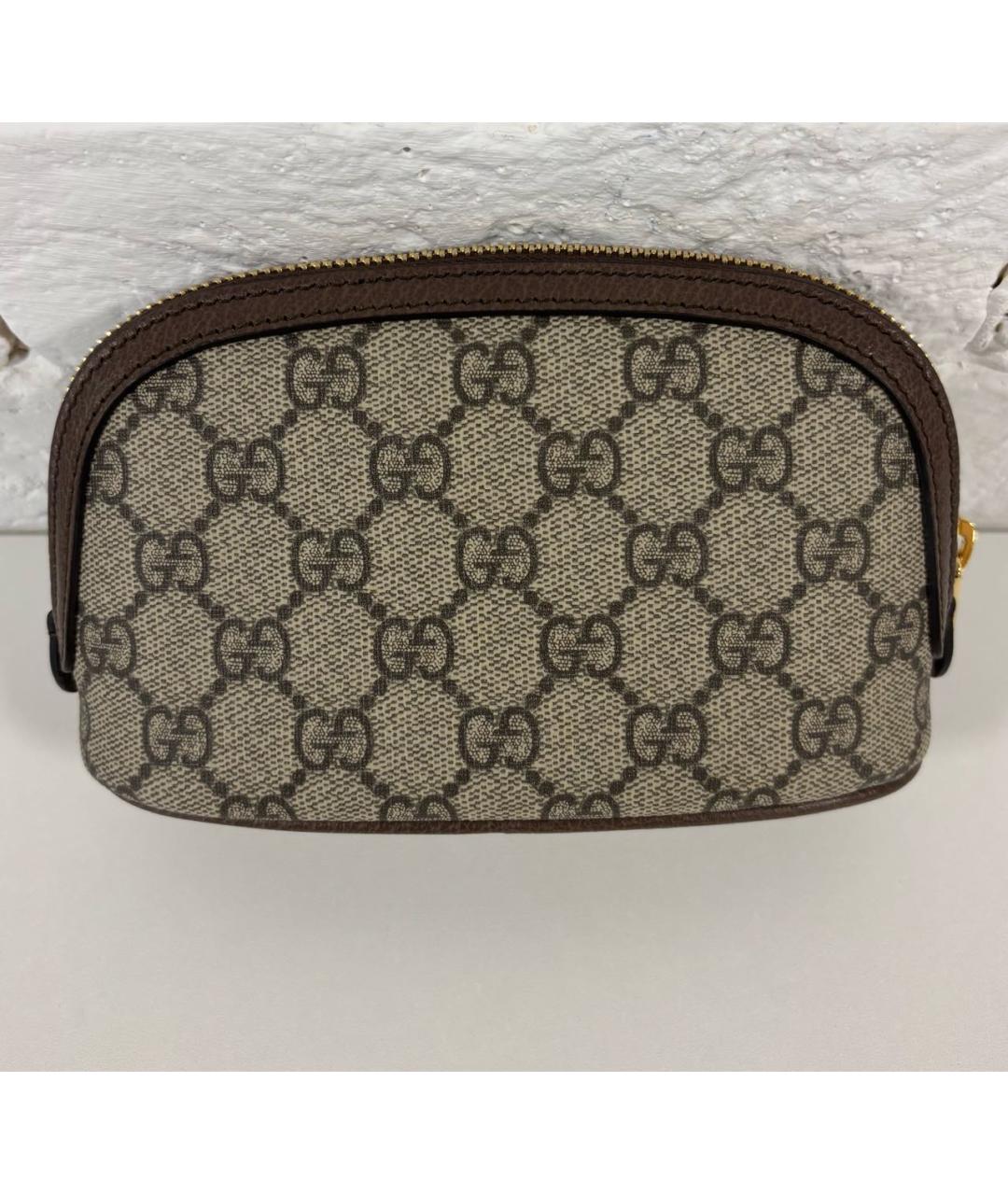 GUCCI Бежевая кожаная косметичка, фото 3