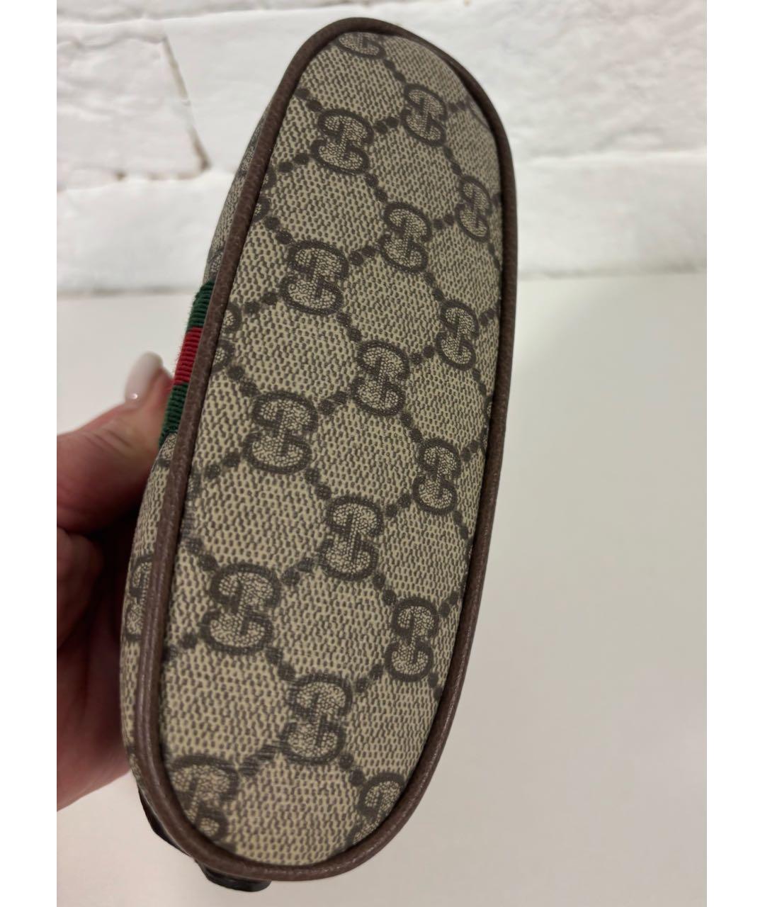 GUCCI Бежевая кожаная косметичка, фото 7