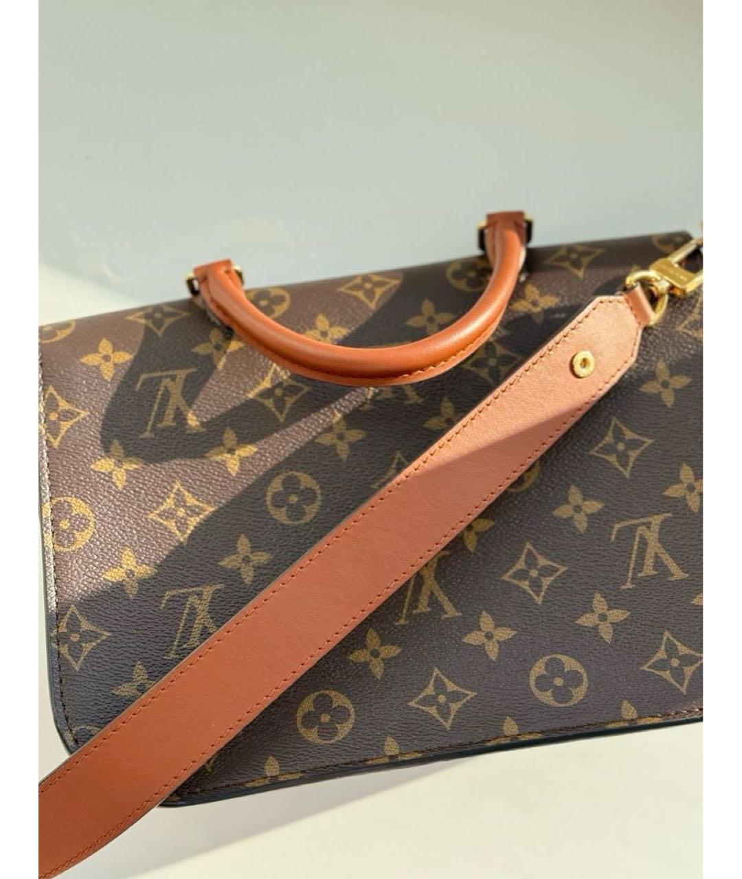 LOUIS VUITTON Коричневая кожаная сумка через плечо, фото 4