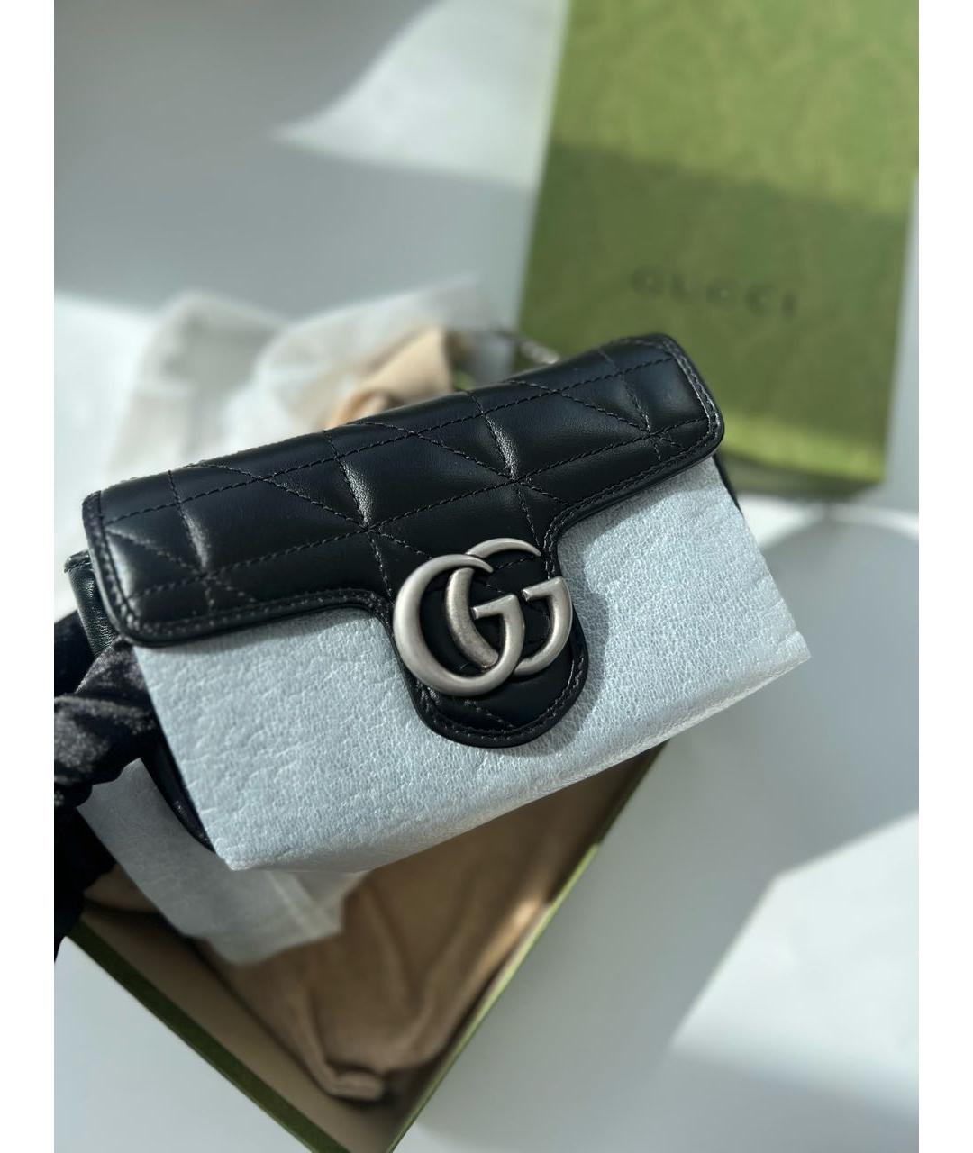 GUCCI Черная кожаная сумка через плечо, фото 6