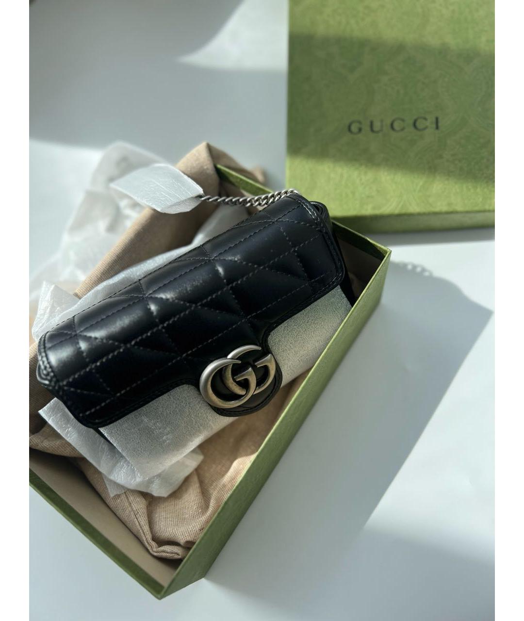 GUCCI Черная кожаная сумка через плечо, фото 5