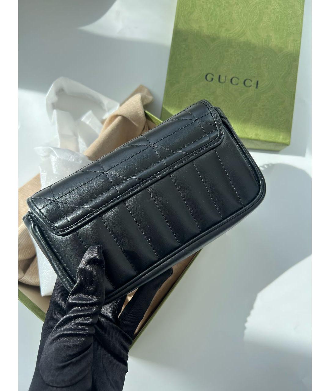 GUCCI Черная кожаная сумка через плечо, фото 7