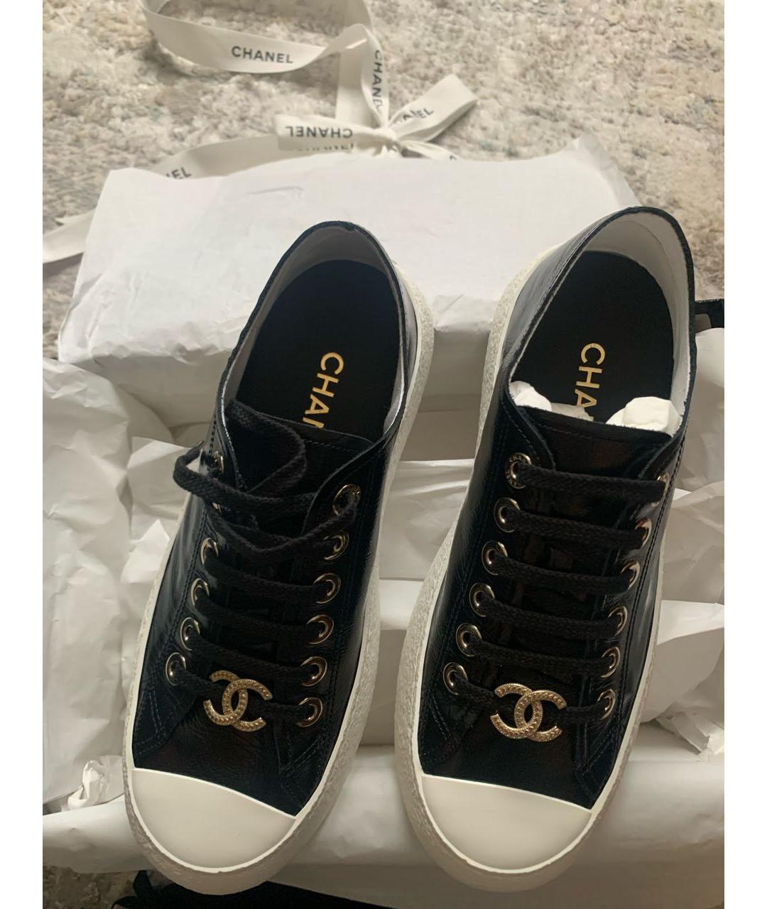 CHANEL Черные кожаные кеды, фото 2