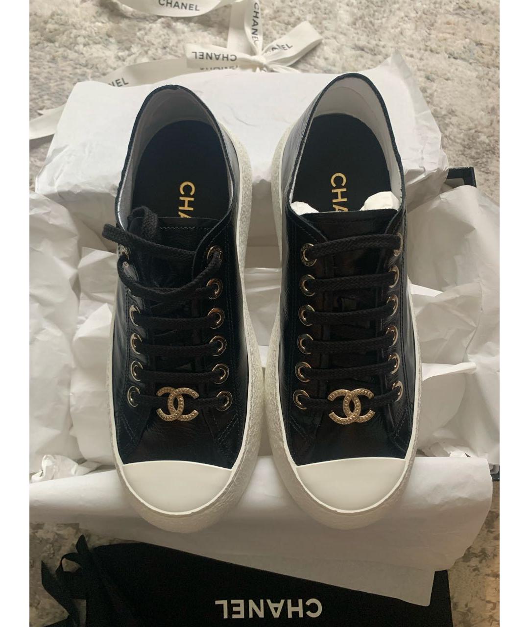 CHANEL Черные кожаные кеды, фото 3