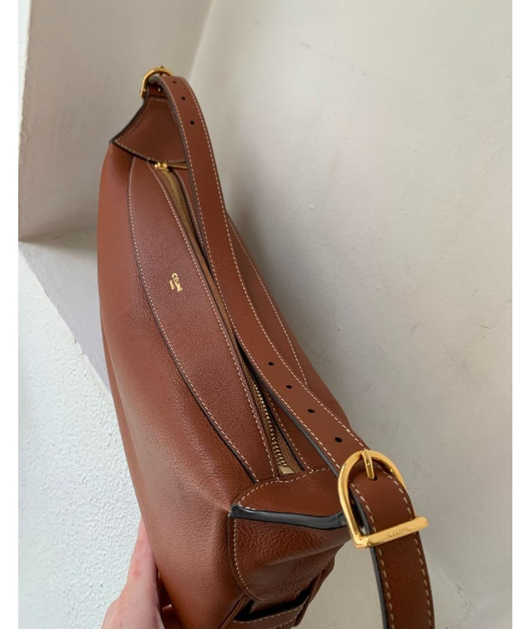 CELINE Коричневая кожаная сумка через плечо, фото 3