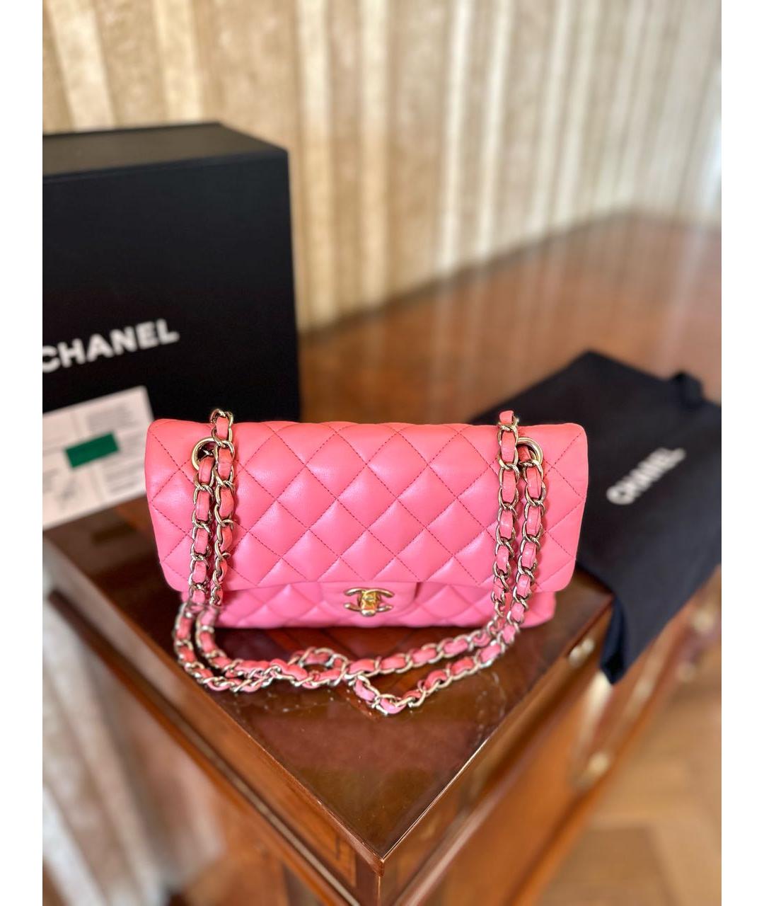 CHANEL Розовая кожаная сумка через плечо, фото 6