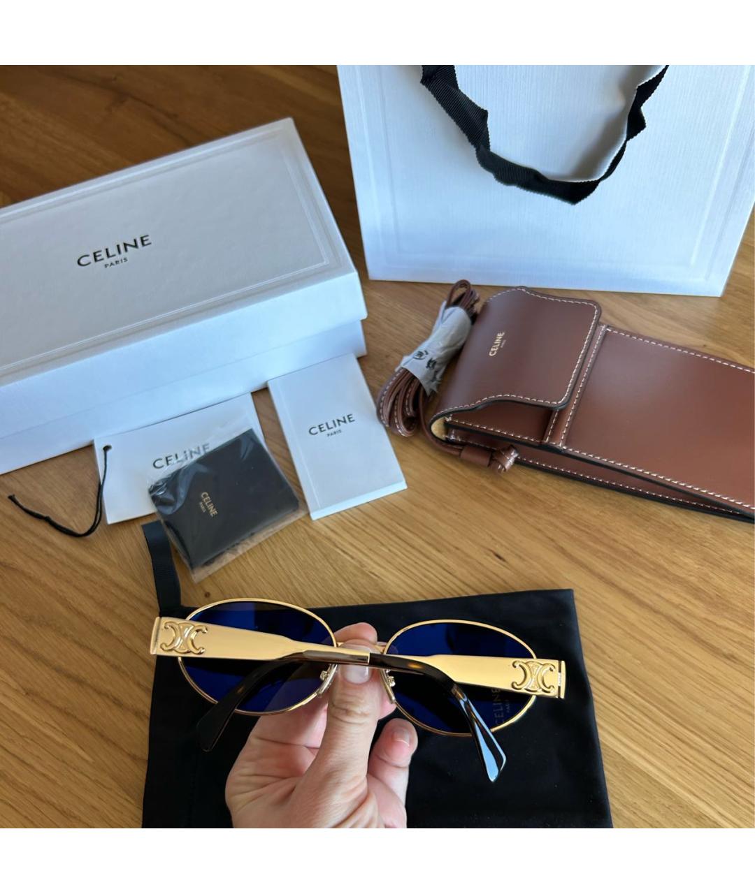 CELINE Золотые металлические солнцезащитные очки, фото 5