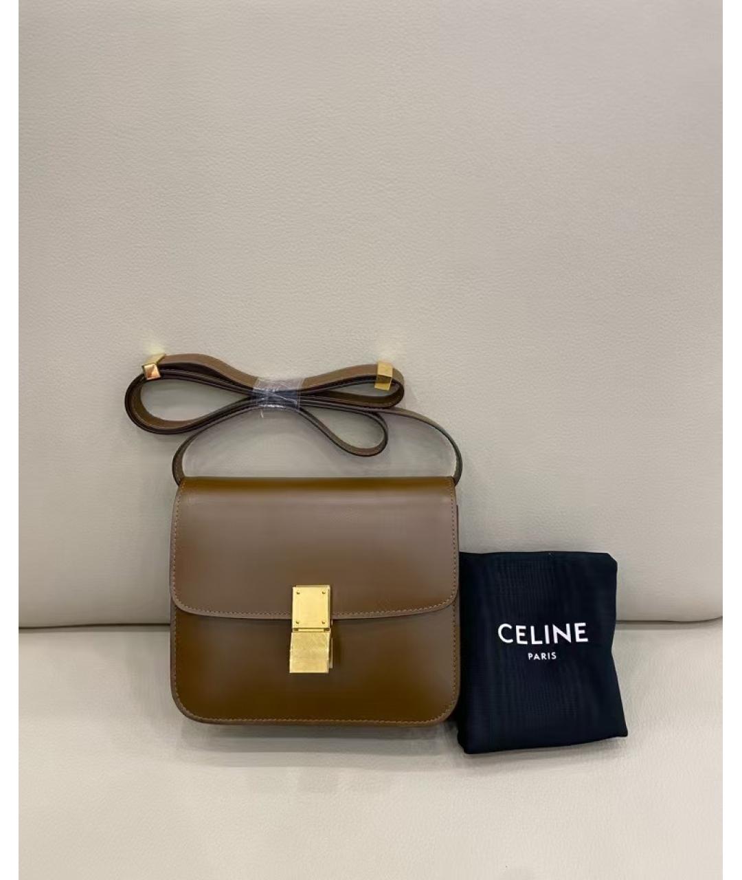 CELINE Коричневая кожаная сумка через плечо, фото 2