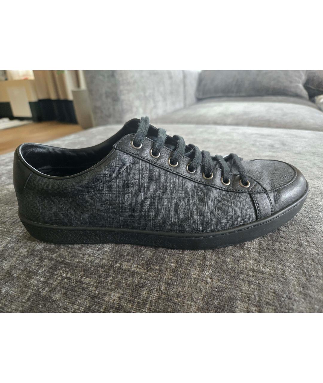GUCCI Черные кожаные низкие кроссовки / кеды, фото 5