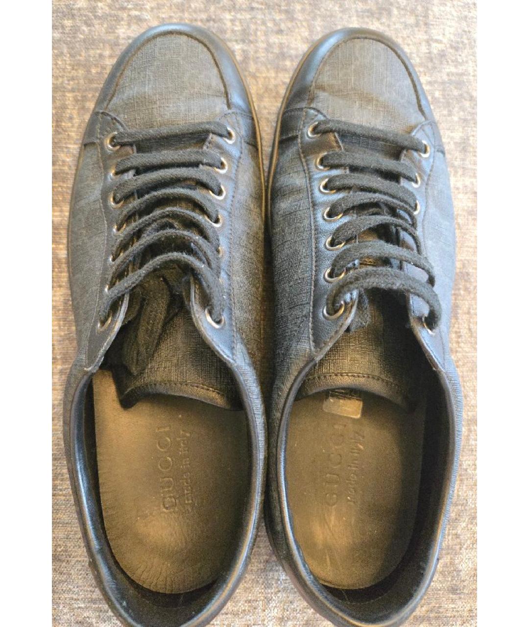 GUCCI Черные кожаные низкие кроссовки / кеды, фото 3