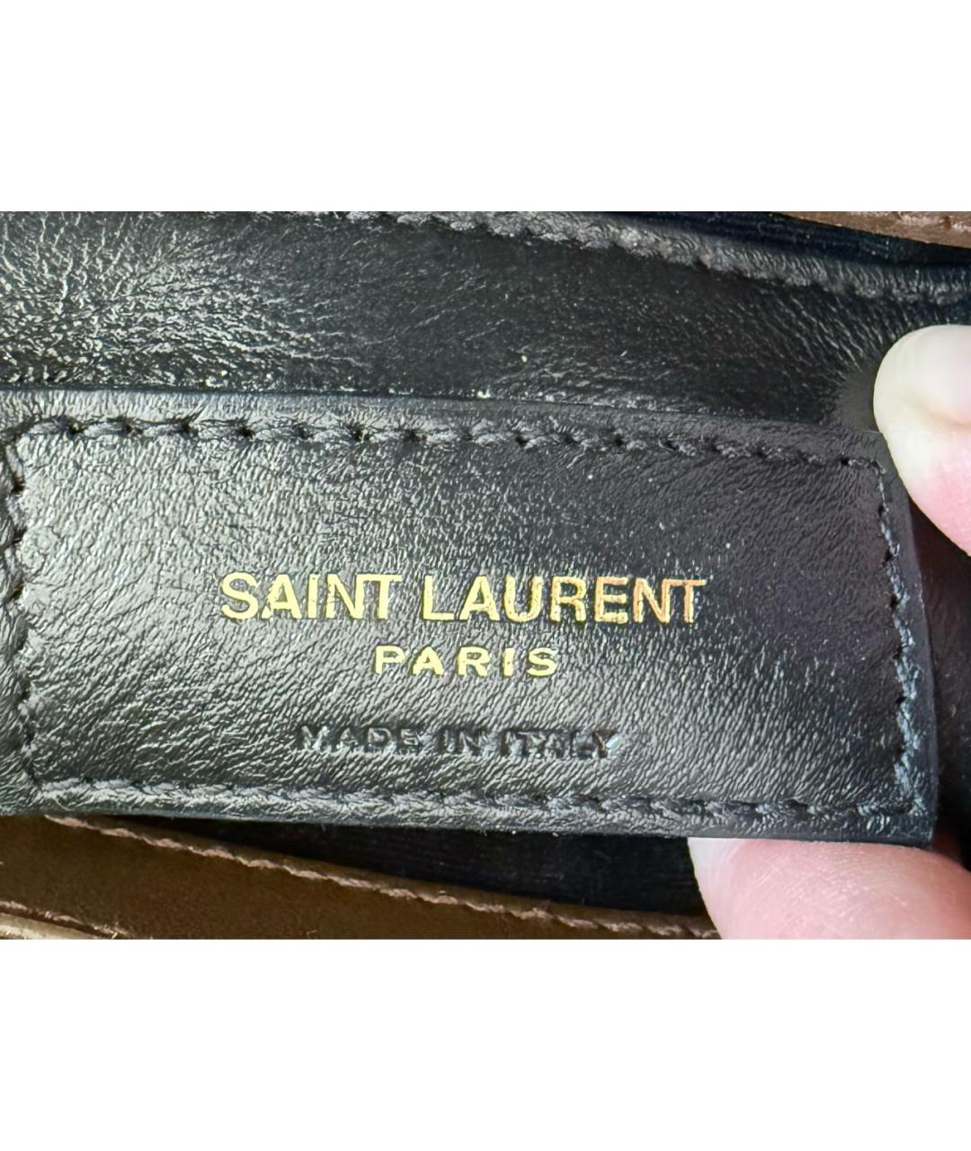 SAINT LAURENT Коричневая кожаная сумка через плечо, фото 6