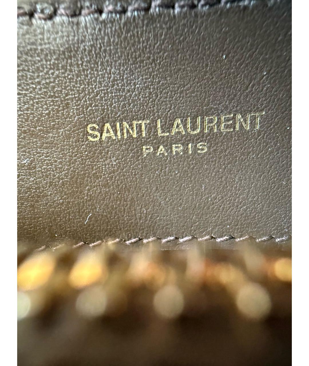 SAINT LAURENT Коричневая кожаная сумка через плечо, фото 5