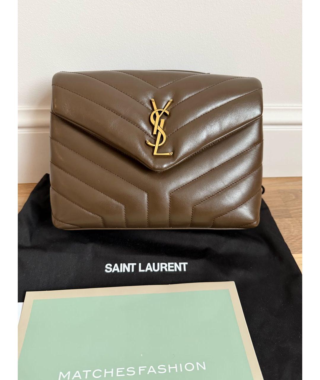SAINT LAURENT Коричневая кожаная сумка через плечо, фото 2
