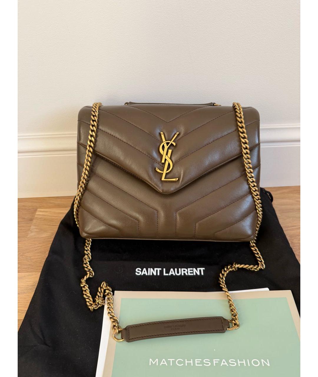 SAINT LAURENT Коричневая кожаная сумка через плечо, фото 9