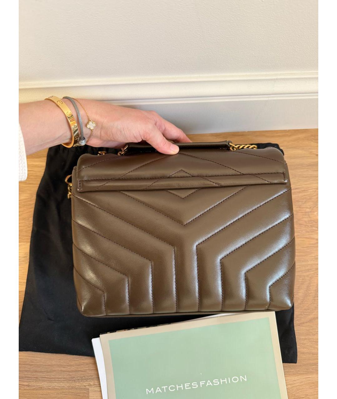 SAINT LAURENT Коричневая кожаная сумка через плечо, фото 3