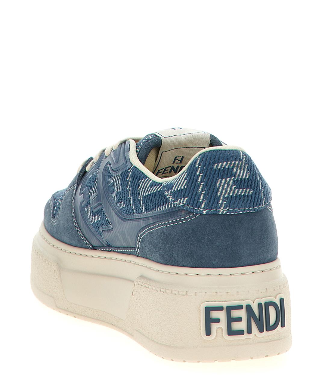 FENDI Голубые текстильные кроссовки, фото 3