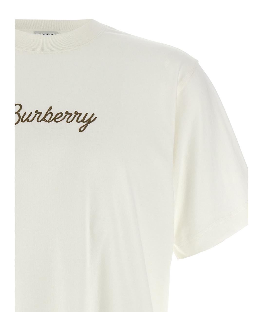 BURBERRY Белая хлопковая футболка, фото 3