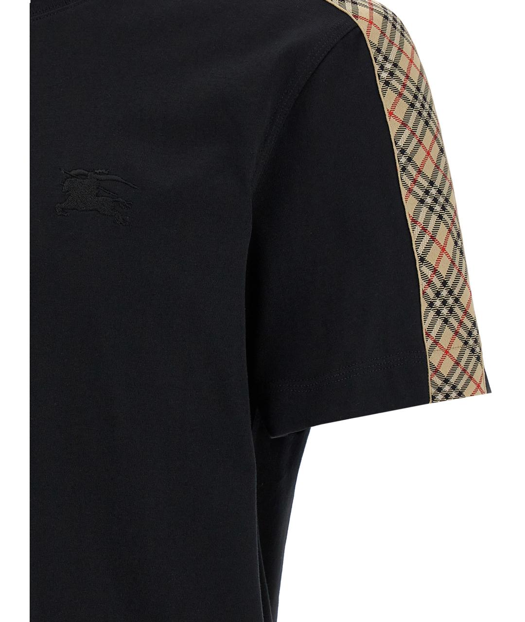 BURBERRY Черная хлопковая футболка, фото 4