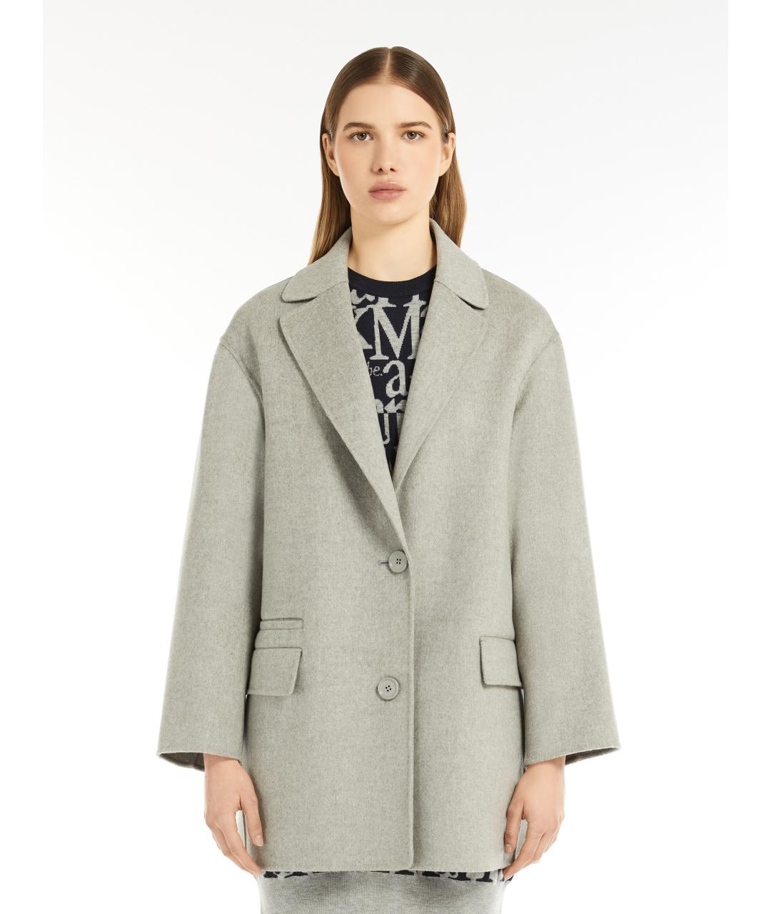 'S MAX MARA Серое шерстяное пальто, фото 4