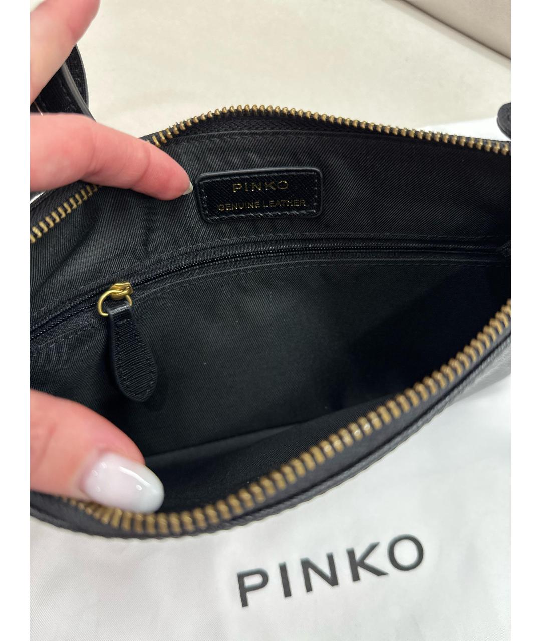 PINKO Черная кожаная сумка через плечо, фото 4
