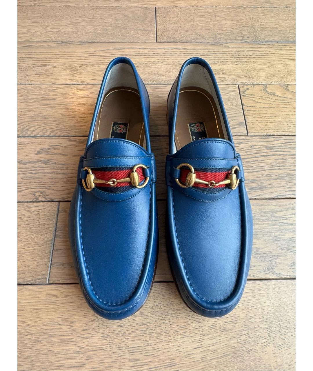 GUCCI Синие кожаные лоферы, фото 9