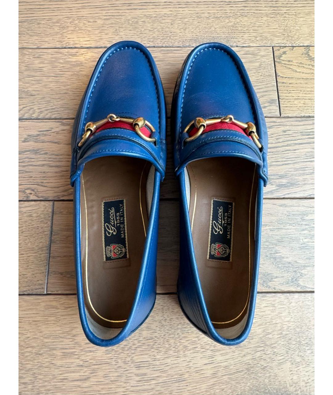 GUCCI Синие кожаные лоферы, фото 3