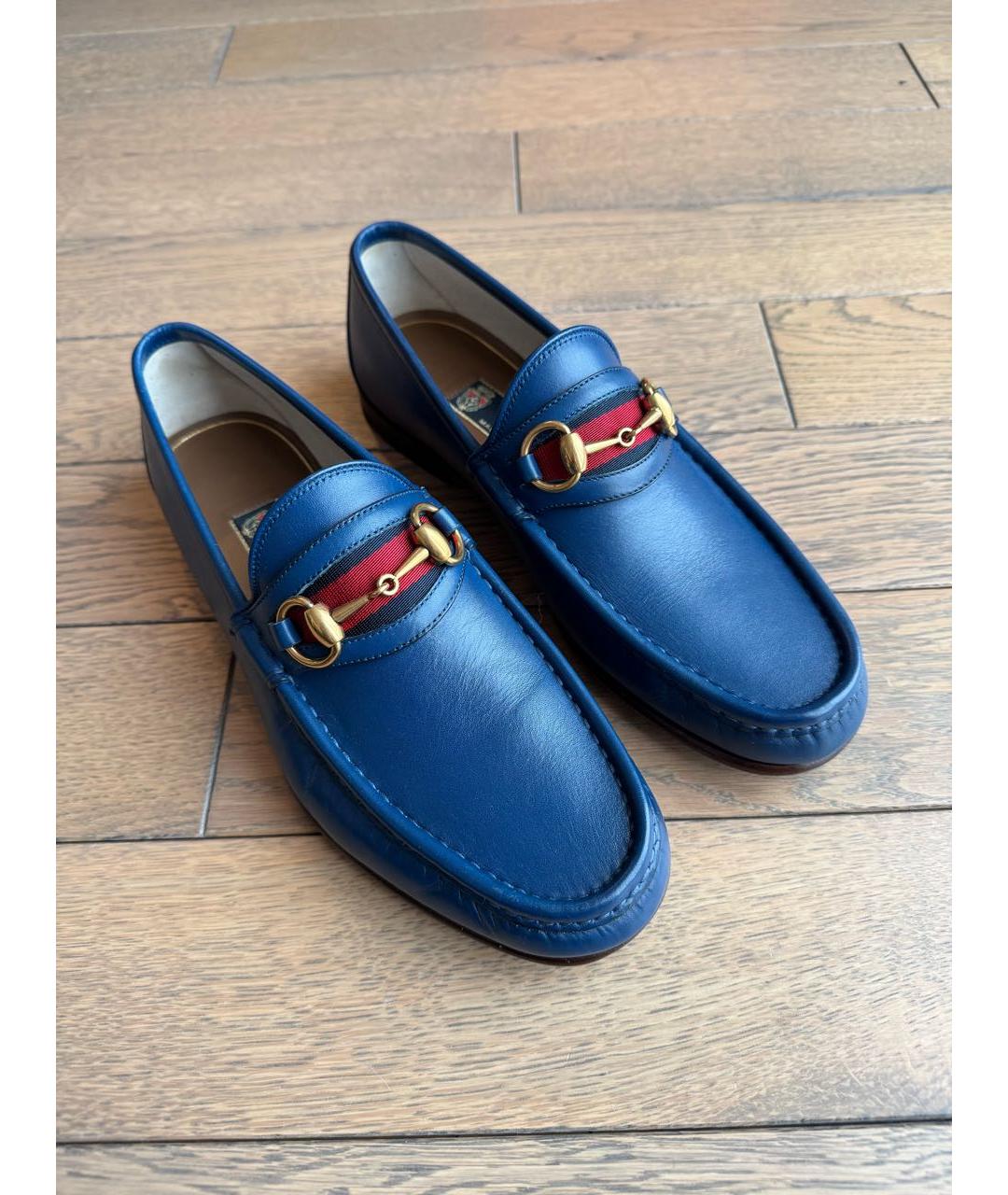 GUCCI Синие кожаные лоферы, фото 2