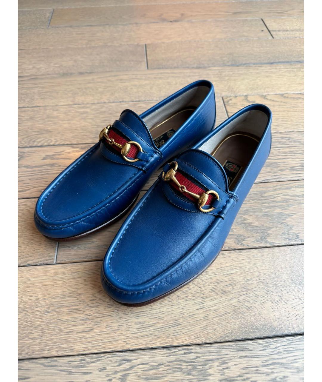 GUCCI Синие кожаные лоферы, фото 4