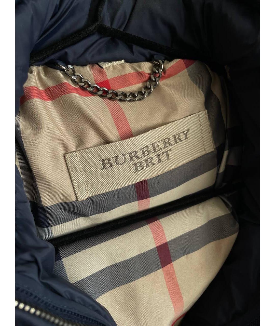 BURBERRY Темно-синяя полиэстеровая куртка, фото 4