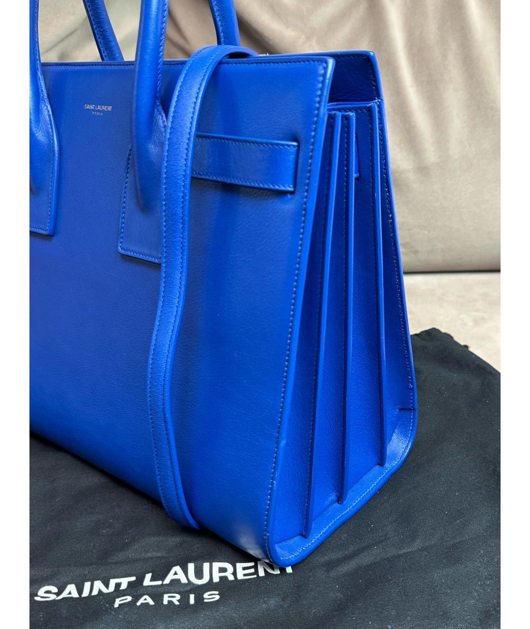 SAINT LAURENT Синяя кожаная сумка через плечо, фото 4