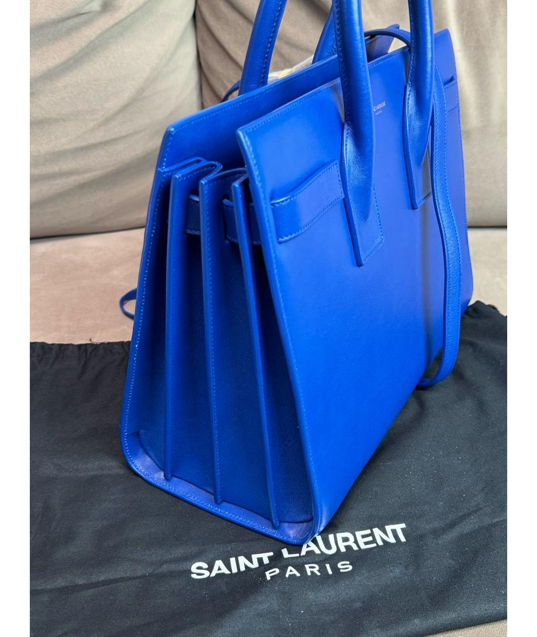 SAINT LAURENT Синяя кожаная сумка через плечо, фото 3