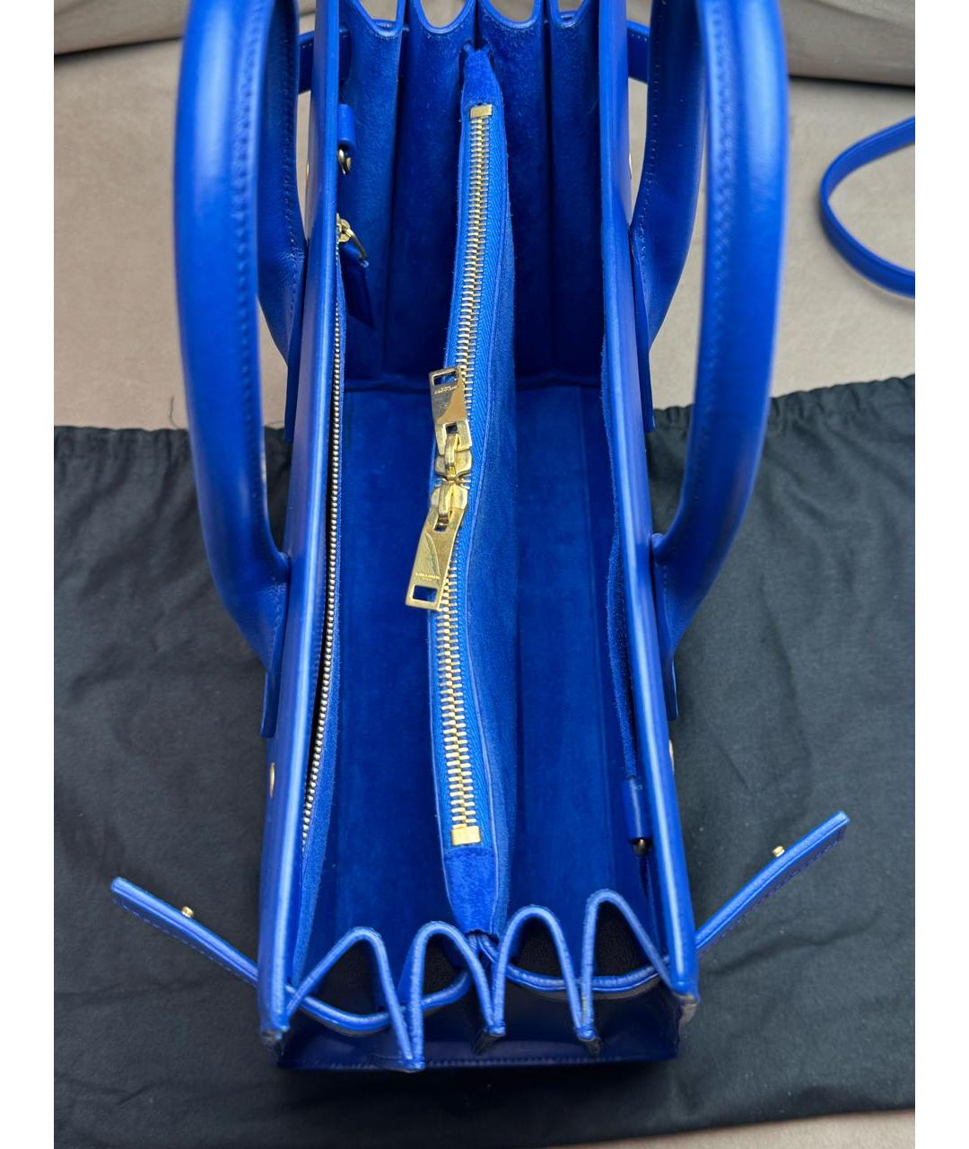 SAINT LAURENT Синяя кожаная сумка через плечо, фото 6