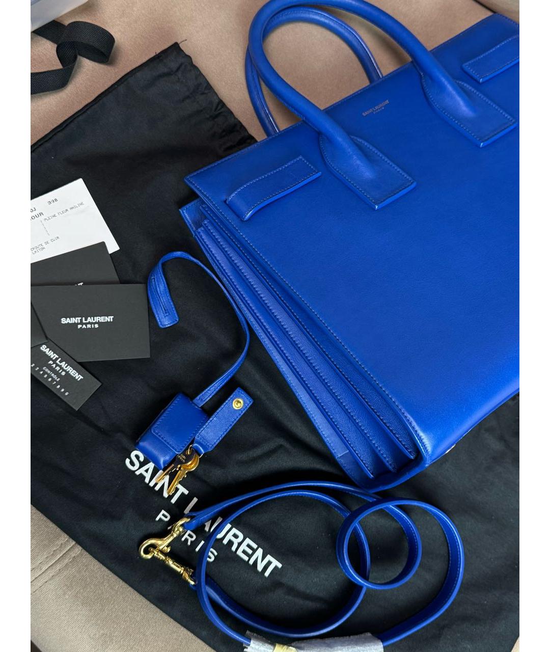 SAINT LAURENT Синяя кожаная сумка через плечо, фото 2