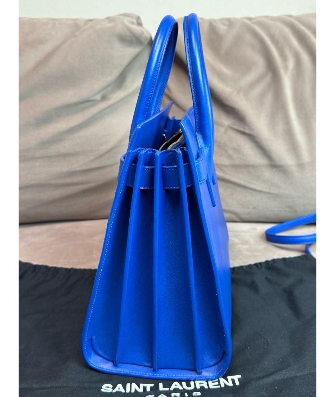 SAINT LAURENT Синяя кожаная сумка через плечо, фото 7