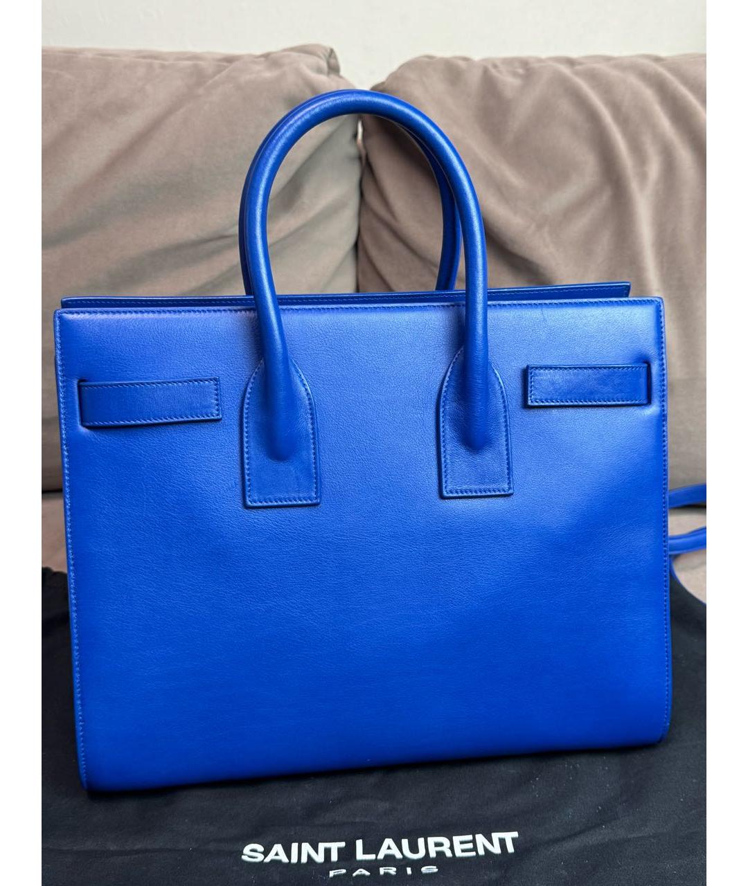 SAINT LAURENT Синяя кожаная сумка через плечо, фото 5