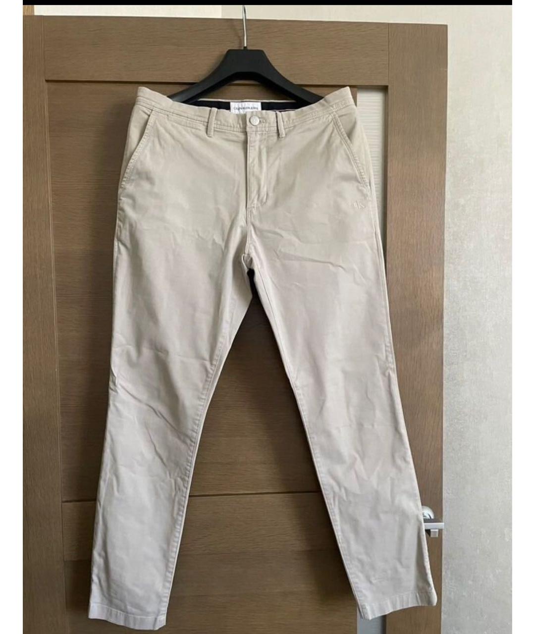 CALVIN KLEIN JEANS Бежевые хлопковые повседневные брюки, фото 5