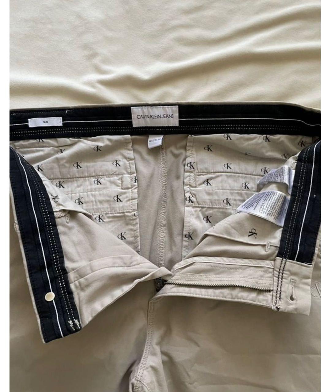 CALVIN KLEIN JEANS Бежевые хлопковые повседневные брюки, фото 3