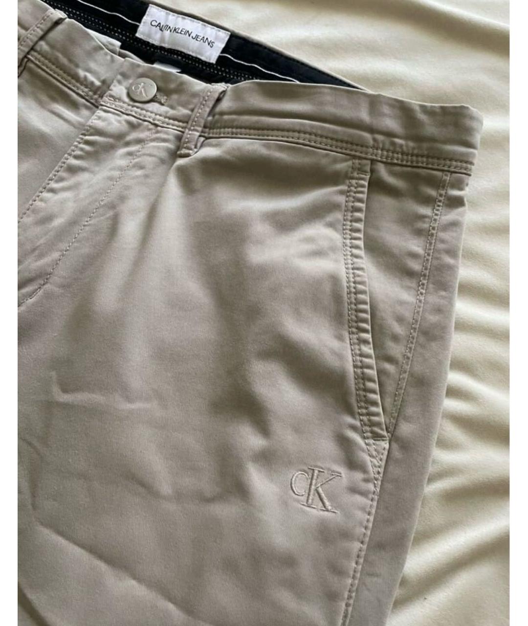 CALVIN KLEIN JEANS Бежевые хлопковые повседневные брюки, фото 4