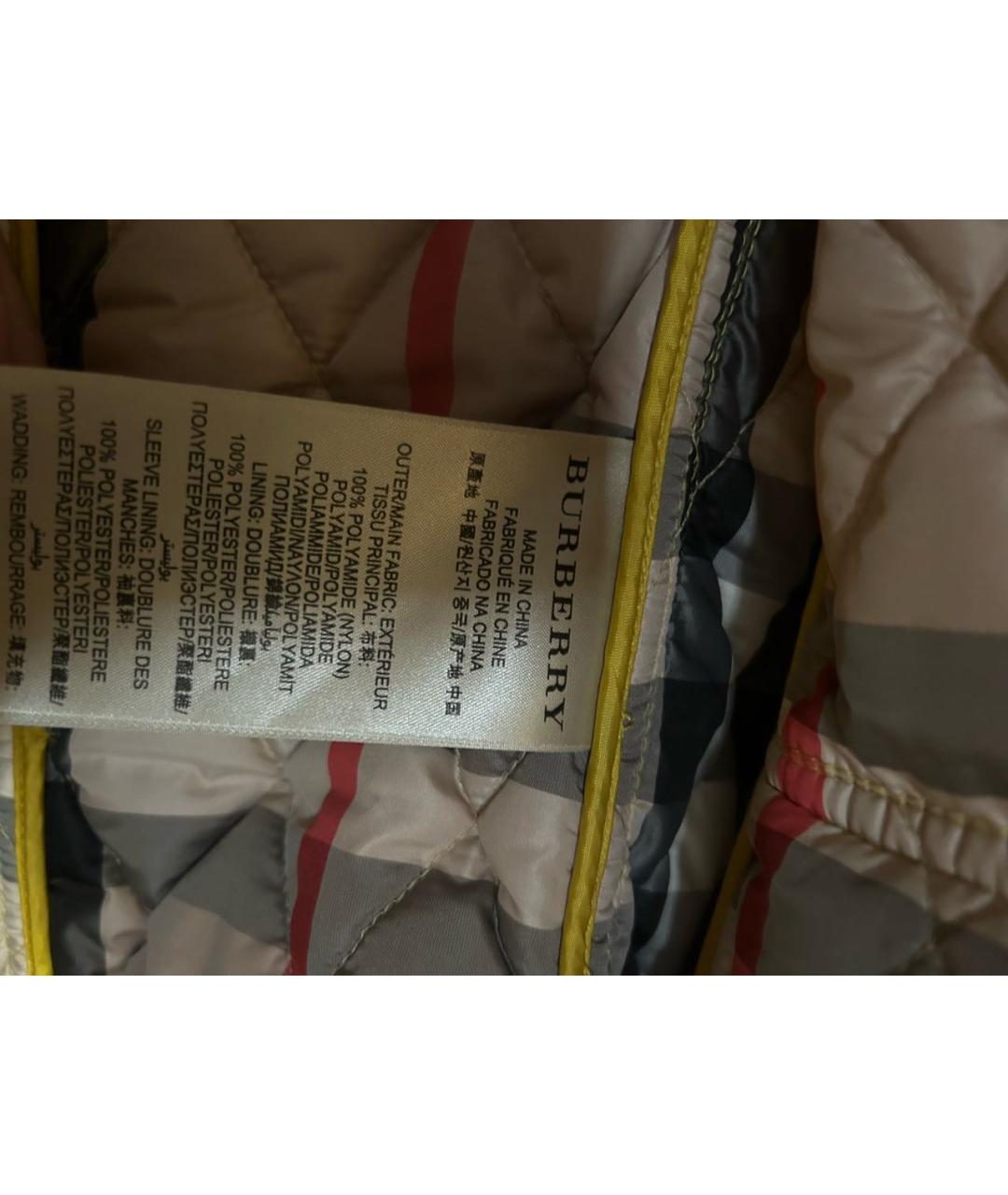 BURBERRY Желтая полиамидовая куртка, фото 7