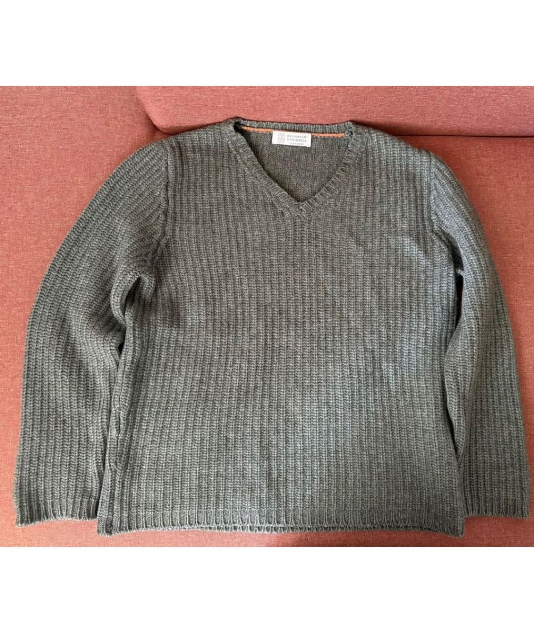 BRUNELLO CUCINELLI Серый кашемировый джемпер / свитер, фото 6