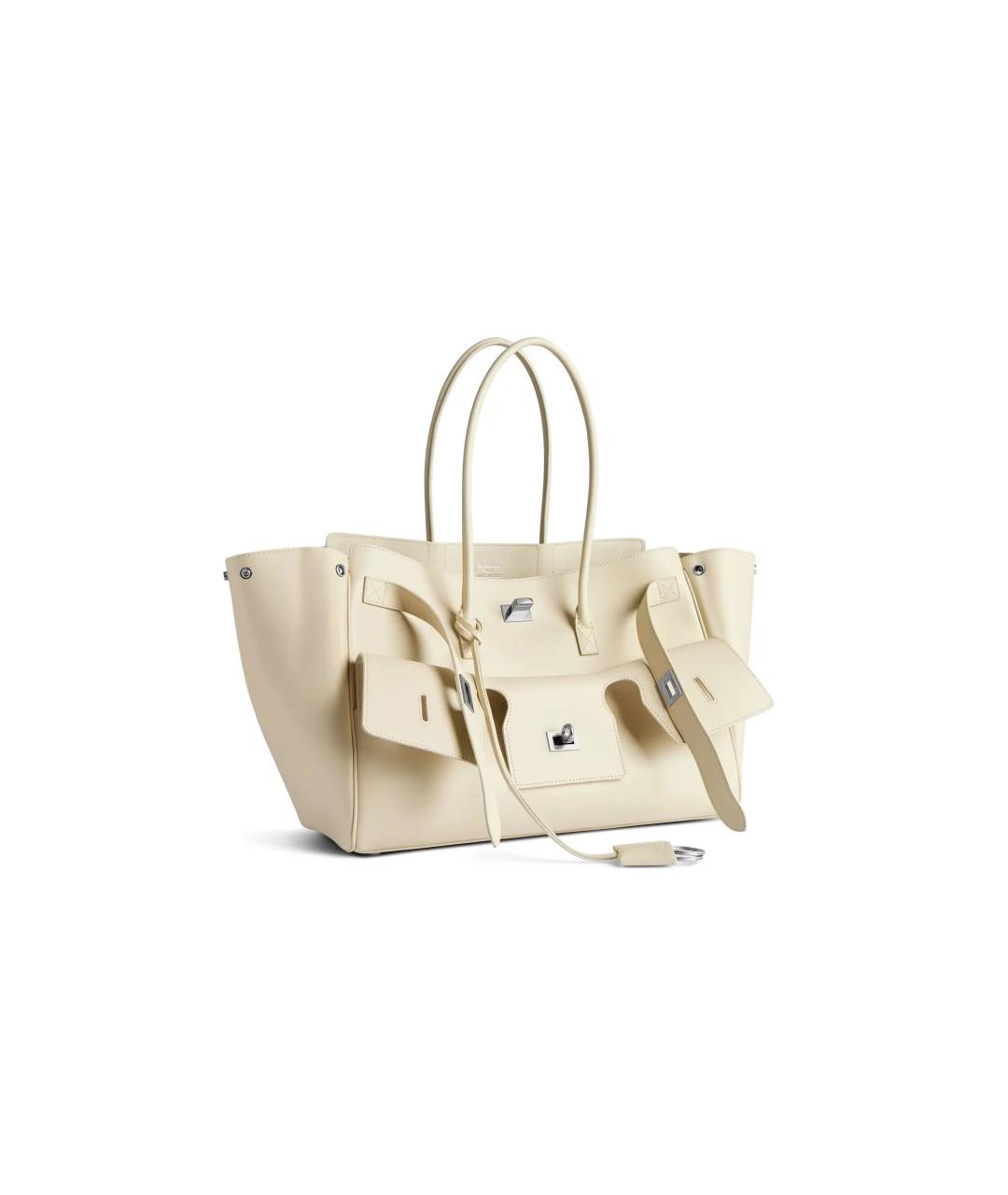 BALENCIAGA Бежевая кожаная сумка через плечо, фото 2