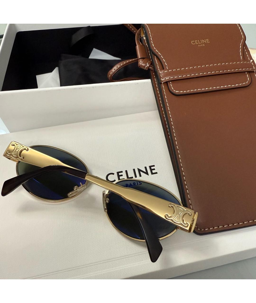 CELINE Золотые солнцезащитные очки, фото 3