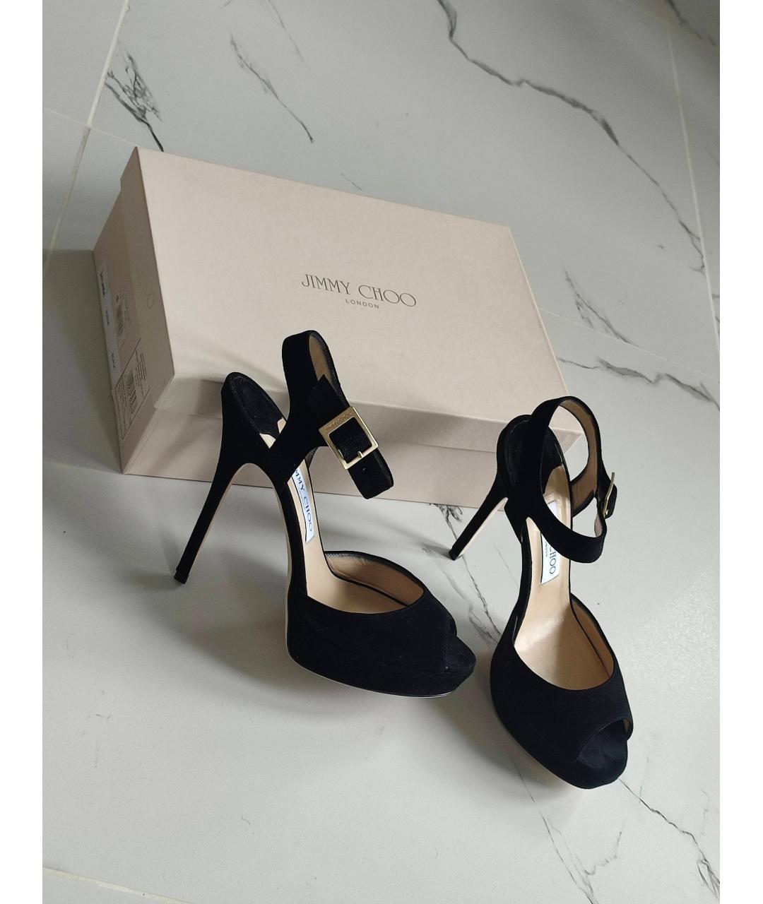 JIMMY CHOO Черные замшевые босоножки, фото 2