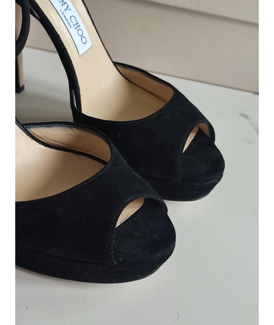 JIMMY CHOO Черные замшевые босоножки, фото 4