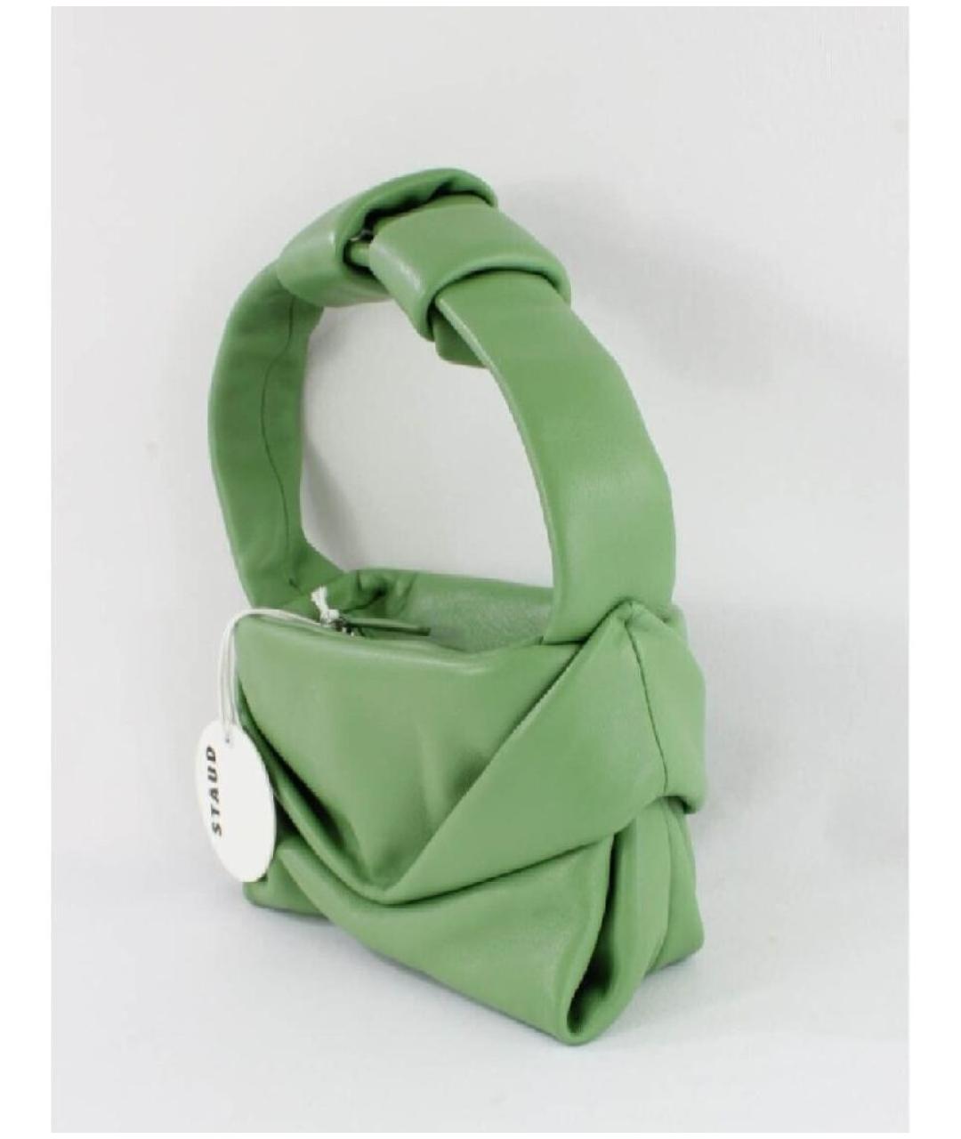STAUD Зеленая кожаная сумка с короткими ручками, фото 5